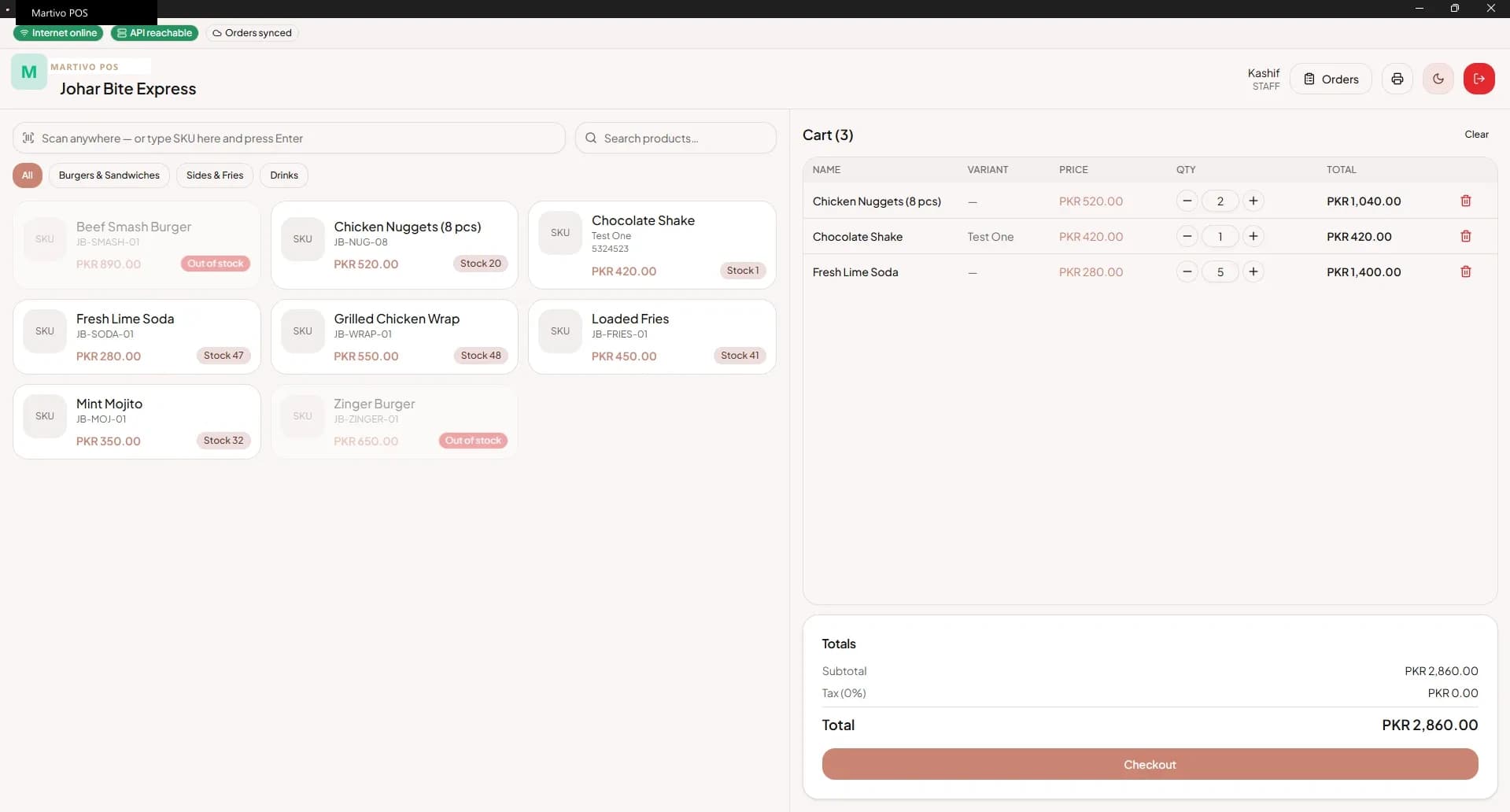 Martivo dashboard — storefront and in-store sales in one place